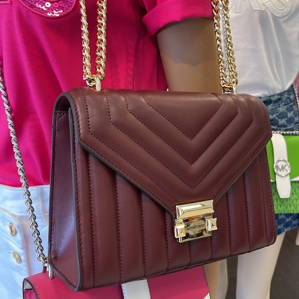 Michael Kors Burgundy Quilted Shoulder Bag - Picture 3 of 16